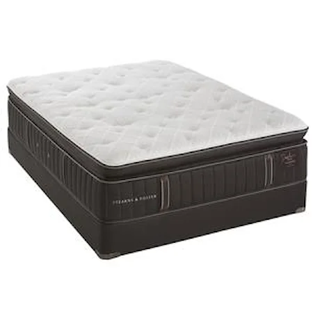 Queen Cushion Firm Euro Pillowtop Mattress and Low Profile Foundation